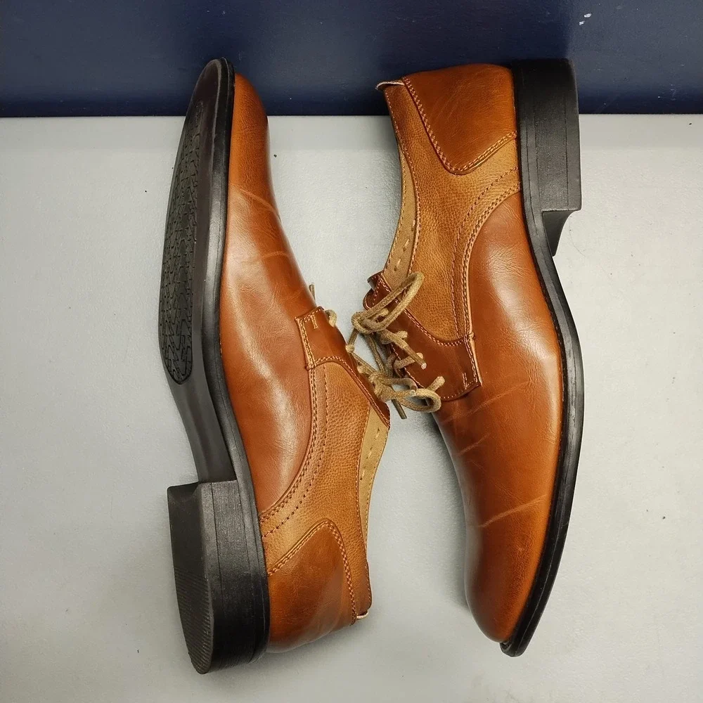 Steve Madden Blaik Oxford Dress Shoes Mens‎ US Size 9.5M Brown Round Toe Lace Up